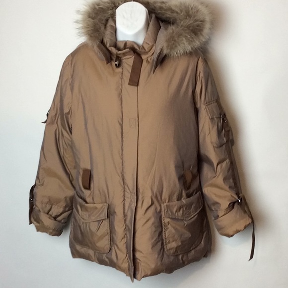 Orna Farho Paris down coat fur lined hood size M - Picture 1 of 8